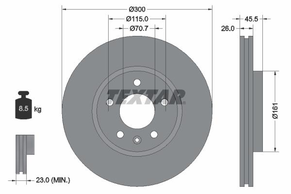 Disque de frein Textar 92205603 - ventilé de l'intérieur - boîte de 1 disque_0