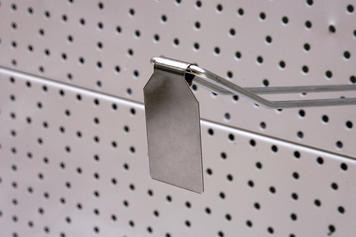 Étiquette tête de broche - inox - pour crochets sur panneaux perforés - 27 x 40 mm_0