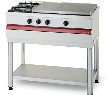 Fourneau à gaz 2 feux vifs - plaque coup de feu 650x500 mm - CSG 1040 GCF - 1000x650x300 mm_0