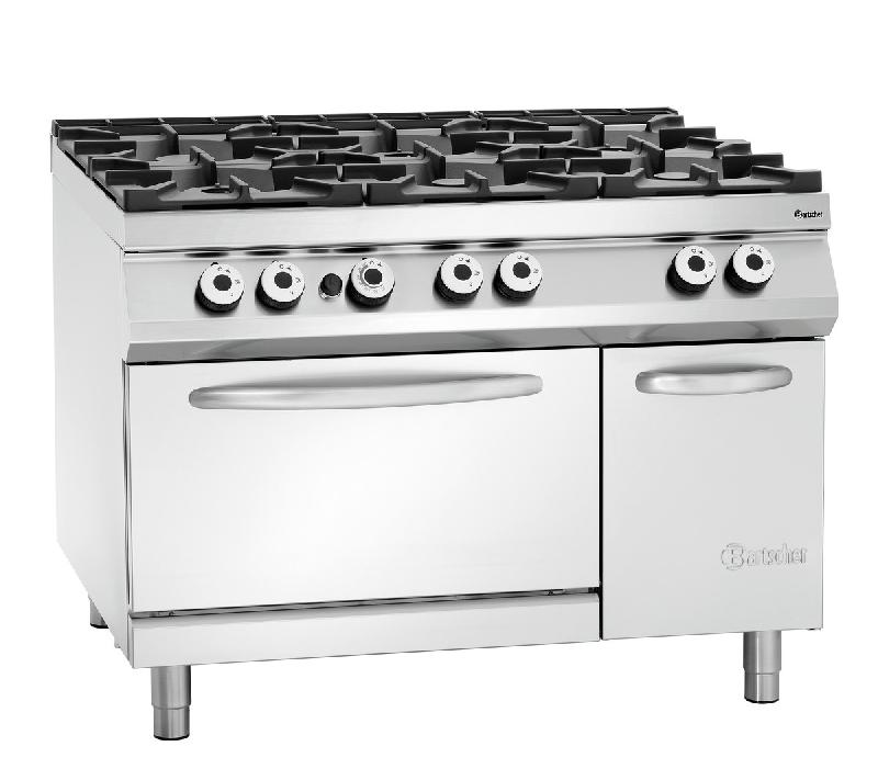 Fourneau gaz 6 foyers - Série 900 Master - Four GN 2/1 - Acier inoxydable - 45,5 kW_0