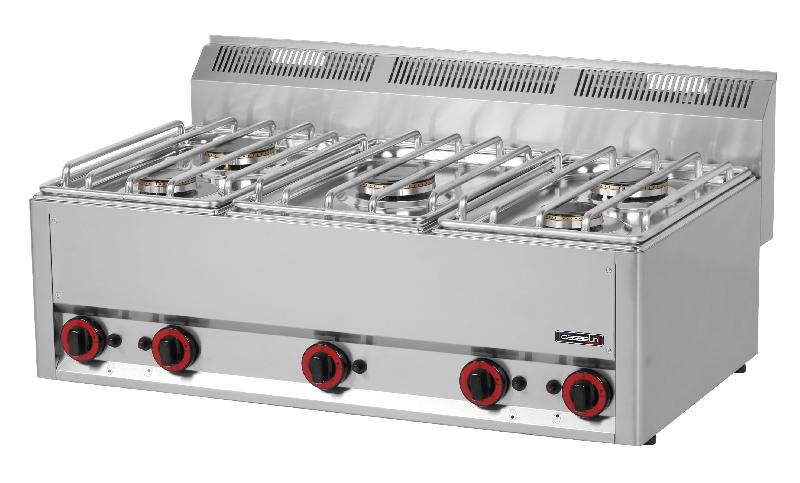 Fourneau gaz à poser 5 feux - Plaque inox AISI 304 - Puissance 3 x 3 600 W + 2 x 3 000 W - CASSELIN C6FOG5FP99_0