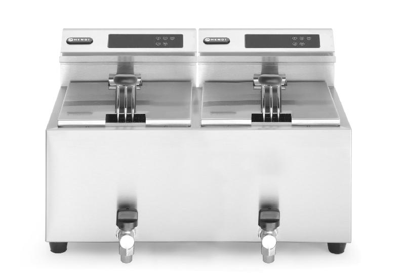 Friteuse Profi Line avec robinet de vidange numérique 2x8L 230V HENDI_0