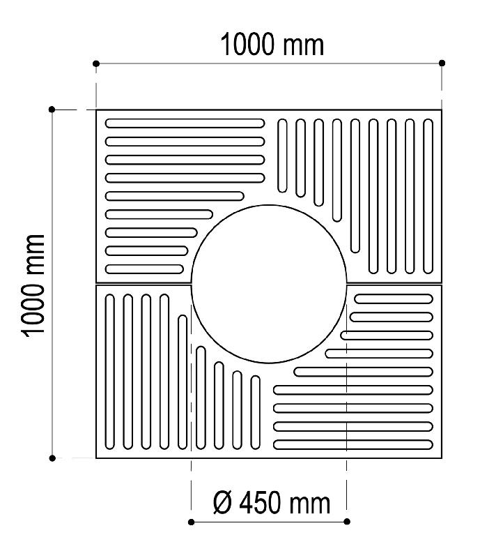 Grille d'arbre Impu - Fonte noire 100x100 cm - Ø intérieur 45 cm_0