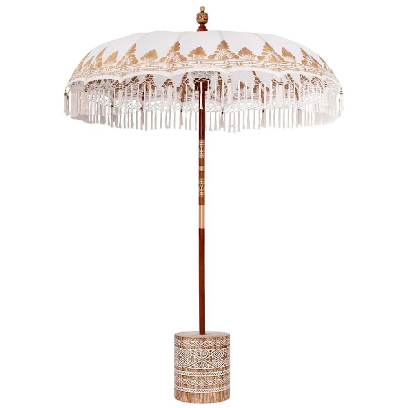 Helloshop26 - Parasol balinais de jardin extérieur 185 x 185 x 260 cm grande couverture apaisante en coton crème 02_0055942 - vert Bambou 3000239272_0