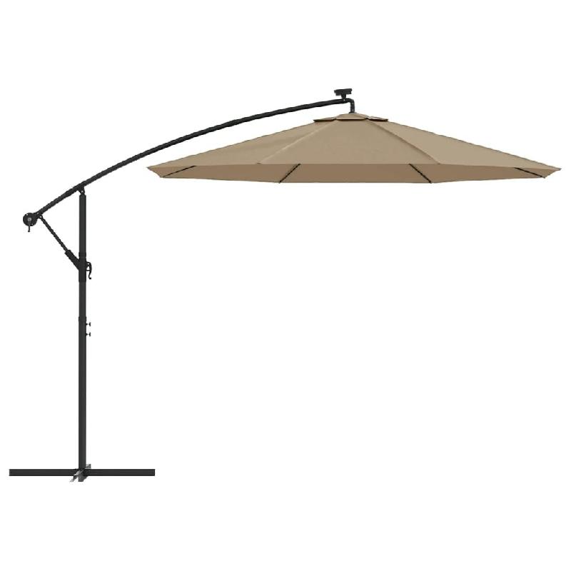 Helloshop26 - Parasol meuble de jardin en porte-à-faux led et mât en acier 300 cm taupe 02_0008640 - métal 3000460782727_0