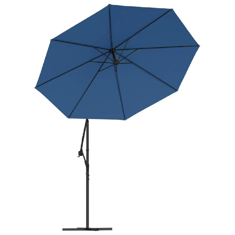 Helloshop26 - Parasol mobilier de jardin déporté à led et mât en acier 300 cm azuré 02_0008577 - métal 3000457647763_0