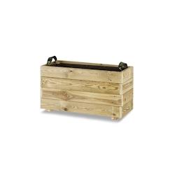 HORTALIA Jardinière rectangulaire Ghio 70x30x40 en bois traité pour l’extérieur - marron Bois massif 700204_0