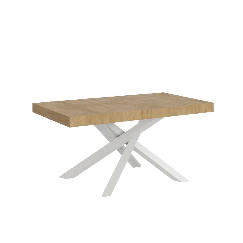Itamoby Table Extensible Volantis 200/304X90 Cm En Chêne Naturel Avec Pieds Blancs - marron multi-matériau VE200TAVLTALL-QN-BI_0