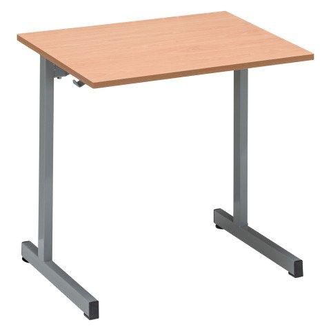 LOT DE 2 - TABLE SCOLAIRE 1 PLACE SYLLAB - L.70 CM - PLATEAU HÊTRE - TAILLE 4 POUR CP/CE1 PIÈTEMENT GRIS