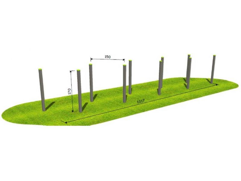 M-PS20-SLALOM - Parcours de santé - Extébois - Dimensions : 13,17 x 4,09 m - Pour enfants de plus d'1m40_0