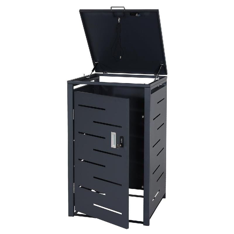 Mendler Habillage pour 1 poubelle HWC-E83, Box pour poubelles Couverture pour poubelles, extensible 103x60x62cm ~ anthracite, acier 24kg - gris métal_0