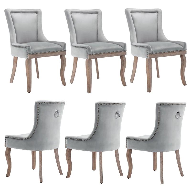 Merax Luxueuse Chaise de Salle à Manger (Chaise de Cuisine, Chaise de Salon, 6 pièces), Chaise rembourrée, Pieds en Bois Massif, Housse en Velours,_0