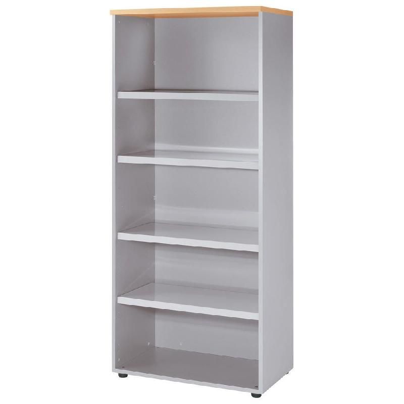 MEUBLE HAUT ACTUAL SANS PORTES - H.180 X L. 80 X P. 47 CM - CORPS ALUMINIUM - TOP CHÊNE