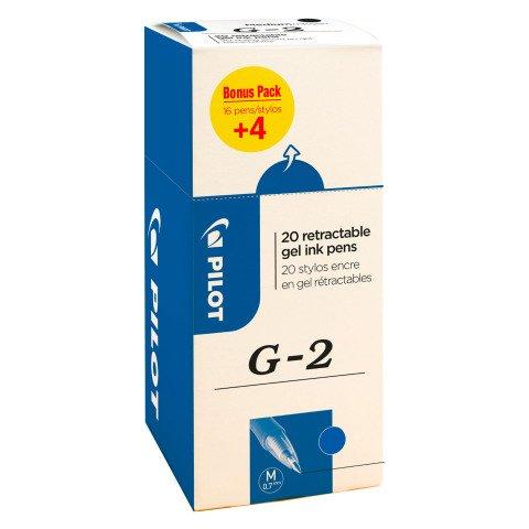 PACK DE 16 STYLOS ROLLER PILOT G2 BLEU+ 4 OFFERTS