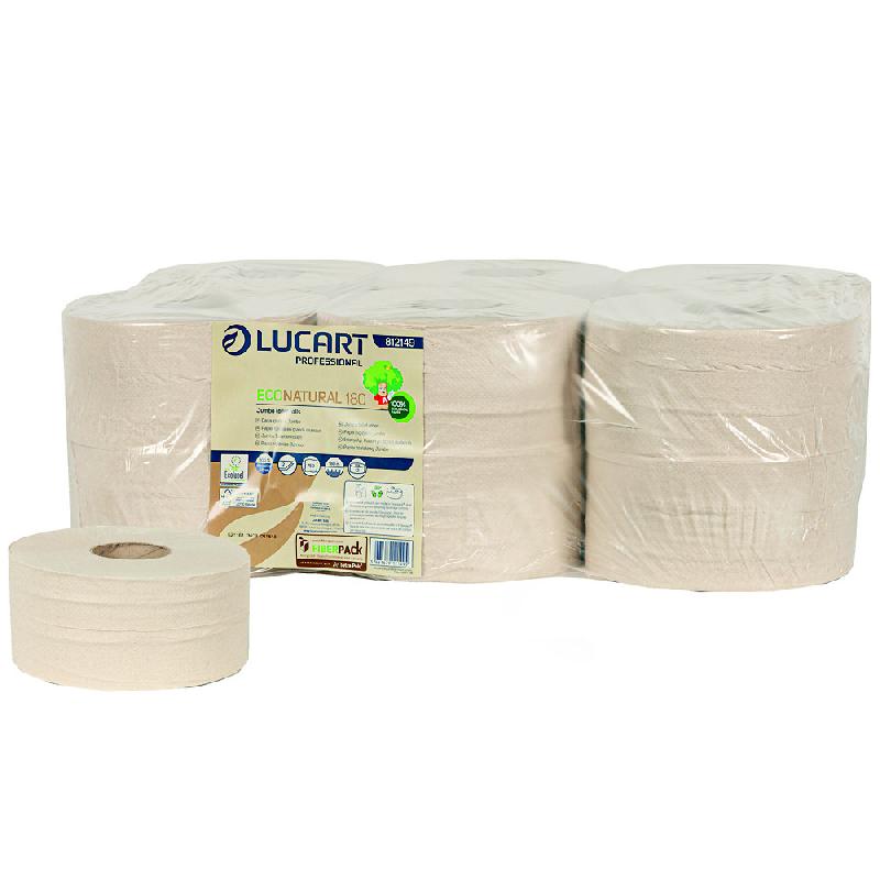 PAPIER TOILETTE MINI JUMBO LUCART ECONATURAL, LOT DE 12