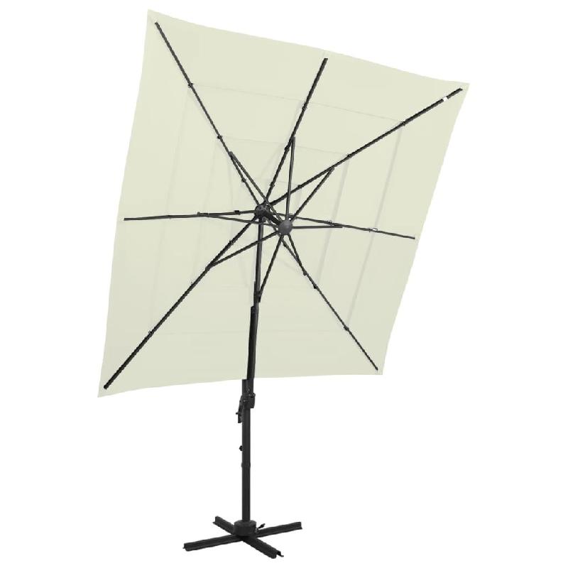 Parasol de jardin à 4 niveaux avec mât en aluminium sable Modèle Atlas Nova Pro - 313820_0