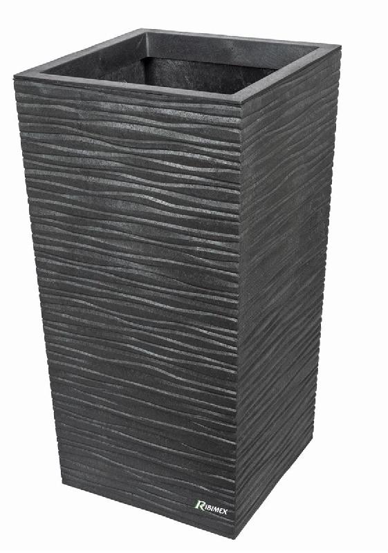 Pot de fleurs 'SERENA' 34x34 H66cm gris - En caoutchouc recyclé avec système d'irrigation intégré - RIBIMEX PRGOMPF307_0
