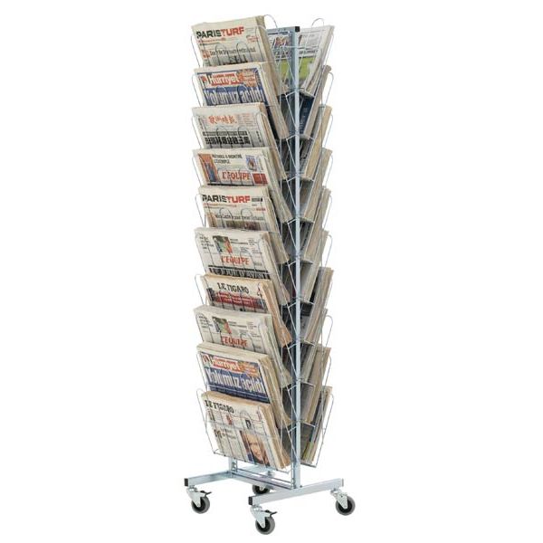 Présentoirs journaux Presam® - 20 à 30 cases sur roulettes - Réf. 45403_0