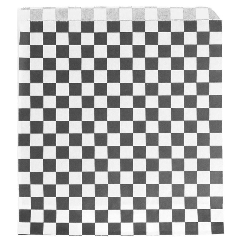 Sachet papier ingraissable Damier noir 2 côtés ouverts 17x18cm - par 500_0