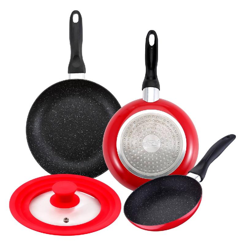 San Ignacio - Jeu de 3 Poêles 16/20/24 cm en Aluminium Embouti avec Couvercle Universel, Compatible Induction - PK7061_0