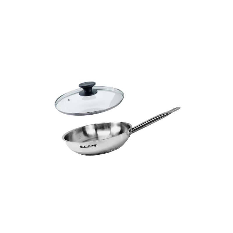 Set de 1 poêle de 20 cm en inox et couvercle en verre Fackelmann Eterna - multi-matériau 3176239943771_0