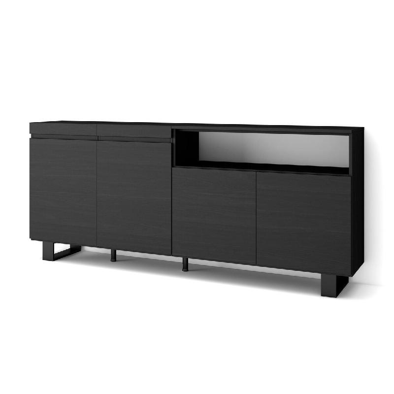 SKRAUT HOME Buffet salon et cuisine, 200x87x35cm, 4 Portes, Design industriel, Noir - noir Bois manufacturé 64_14_0