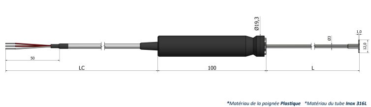 Sonde de résistivité à résistance de surface avec poignée plastique - PS50 - Pt100, Pt500, Pt1000_0