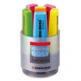 STABILO POT À CRAYONS GARNI DE 6 SURLIGNEURS POINTE BISEAUTÉE ASSORTIS BOSS