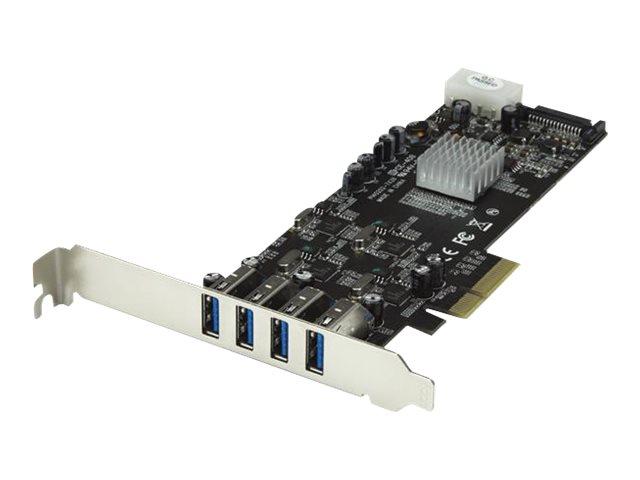 STARTECH.COM CARTE CONTRÔLEUR PCI EXPRESS À 4 PORTS USB 3.0 AVEC 4 VOIES DÉDIÉES DE 5 GB/S, UASP ET ALIMENTATION SATA / LP4 - ADAPTATEUR USB - PCIE X4 - USB 3.0 X 4