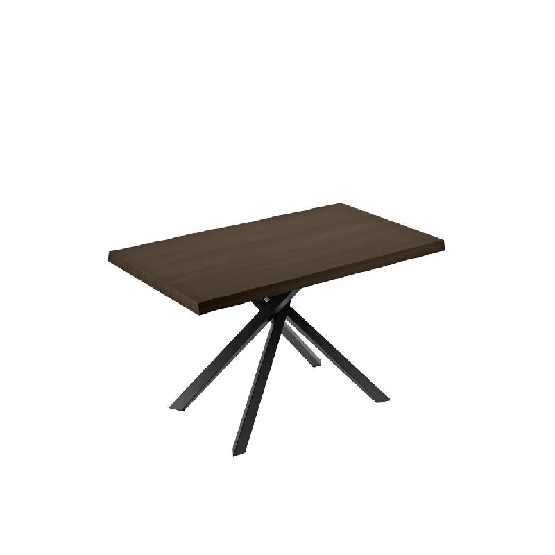 Stones Table extensible Ares avec plateau en pierre frittée effet marbre blanc Sahara et pieds en métal peint en blanc - 140/200 cm - noir multi-mat_0