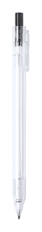 Stylo à bille en plastique RPET transparent - poussoir coloré - encre bleue_0