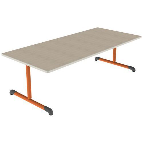 TABLE BANDANA 180X80 T2 DL STR POLY. ÉRABLE G. BEIGE/PAPAYE - MOBIDECOR