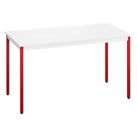 TABLE MULTI-USAGES L 140 X P 70 CM BLANC PIEDS ROUGE