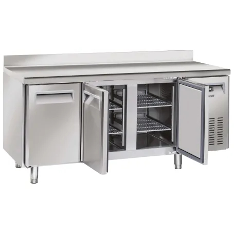 Table réfrigérée positive avec dosseret - 3 portes - CASSELIN CTARD3P - 259L/400L - Acier inoxydable et froid ventilé_0