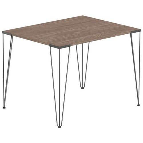TABLE RÉUNION LORI 100 X 80 CM PLATEAU NOYER PIED NOIR - MBA