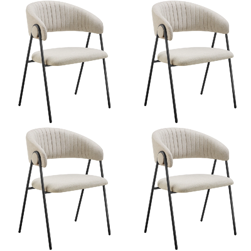 TecTake GmbH tectake Lot 4 Fauteuils rembourré ergonomique en tissu 150kg max grège - 405512 - gris polyester 405512_0