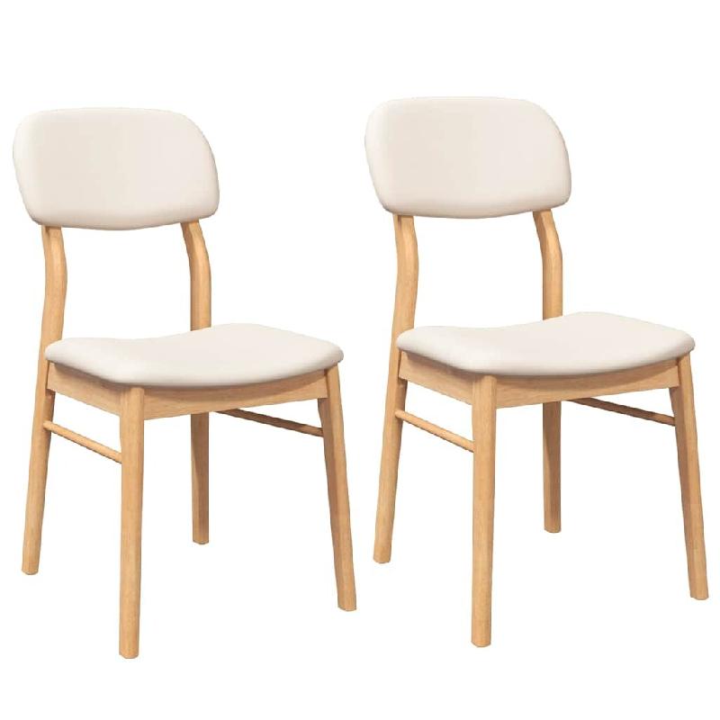 VidaXL Chaises à manger coussins 2 pcs naturel bois massif caoutchouc Modèle Prestige Signature - 4102525_0