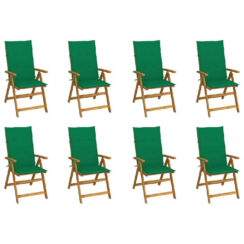 VidaXL Chaises Pliables De Jardin Avec Coussins Lot De 8 Bois D Acacia - vert 3075059_0