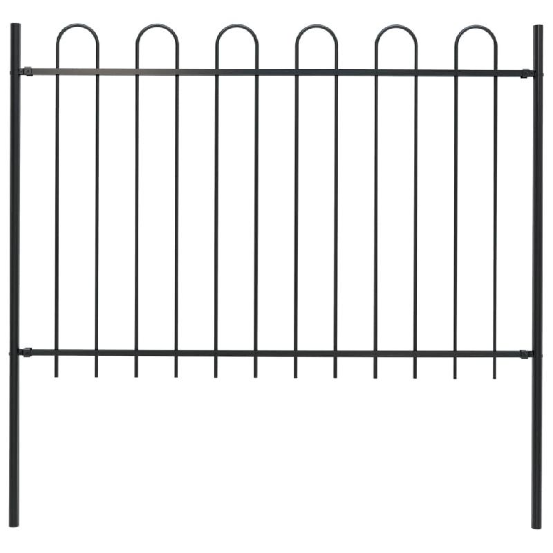 Vidaxl clôture de jardin avec dessus en cerceau acier 1,7 m noir 144931_0
