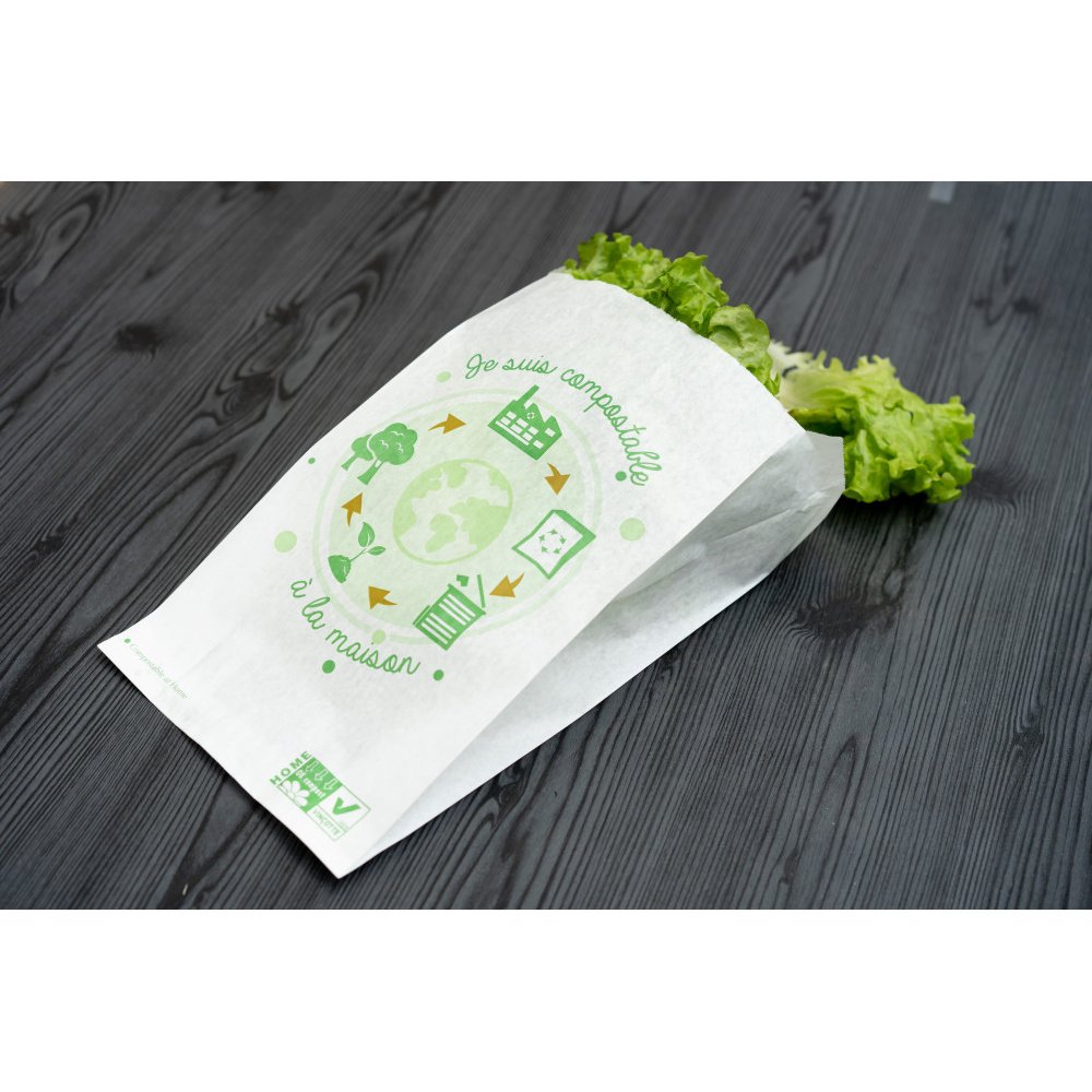 1000 sachets en kraft blanc compostables - 14+7×26 cm - biodégradables et aptes au contact alimentaire_0