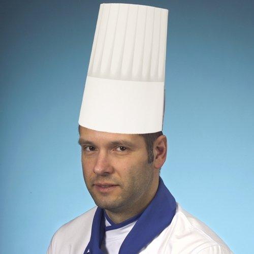 25 TOQUES DE CHEF PAPSTAR, PAPIER 23 CM X 32,5 CM BLANC « BOURGOGNE » RÉGLABLE EN TAILLE