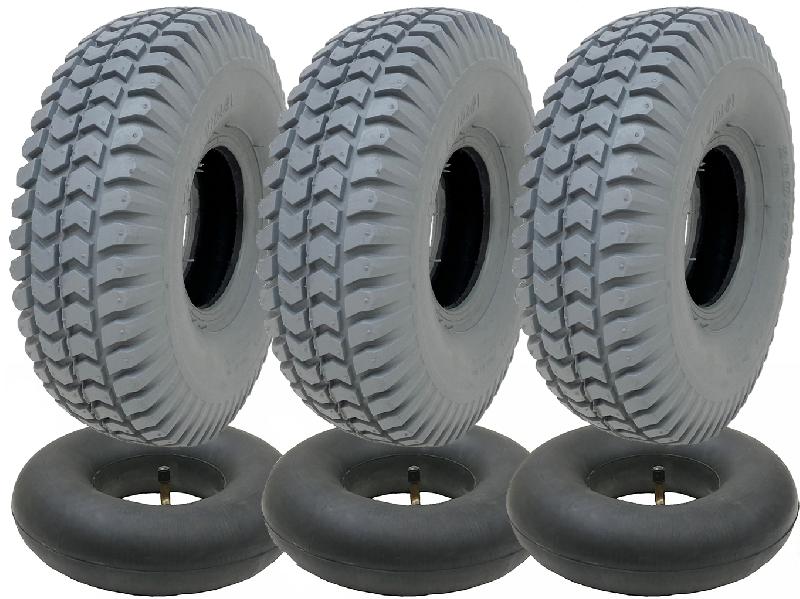 260x85 Grey Mobility Scooter Tyre  Tube Set 3.00x4 Tire P6023 Tread (Set of 3)_0