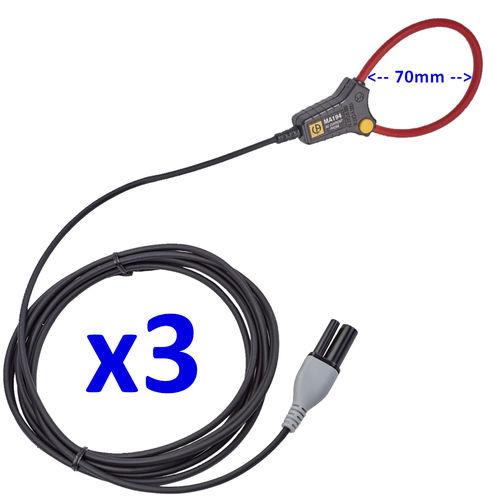 3 PINCES DE COURANT AC MINI-AMPFLEX - 100MA À 10KA, ENSERRRAGE 70MM, LONGUEUR 250MM - - CARFLEXMA194-250X3