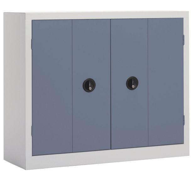 ARMOIRE MÉTAL LUXE PORTES PLIANTES 120 X 100 CM GRIS/BLEU - MANUTAN COLLECTIVITÉS