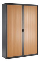 ARMOIRE HAUTE À RIDEAUX DÉMONTABLES DÉCOR BOIS LARGEURS SPÉCIFIQUES 200 X 140 CM ANTHRACITE-MERISIER