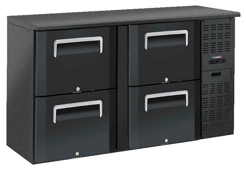 Arrière bar 2 x 2 tiroirs CASSELIN CAB22T - Acier thermolaqué noir, froid ventilé, capacité 315 L_0