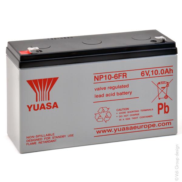 Batterie de démarrage plomb AGM Yuasa NP10-6FR - 6V 10Ah - Bac flamme retardante_0