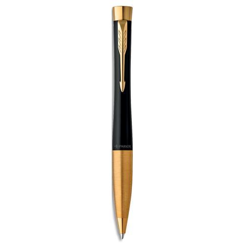 BILLE A ROTATION PARKER URBAN TWIST NOIR MAT AVEC FINITIONS DOREES - POINTE MOYENNE - ENCRE BLEUE