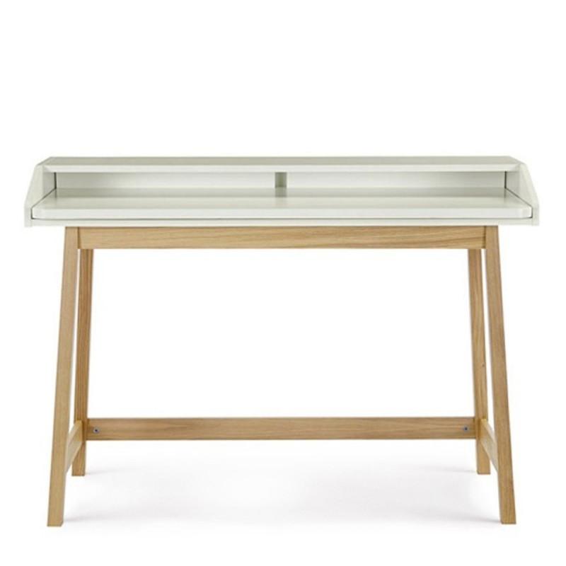 Bureau design avec plateau coulissant St James 116 cm - Chêne & Blanc - Création Woodman - Fabriqué en Europe et éco-responsable_0