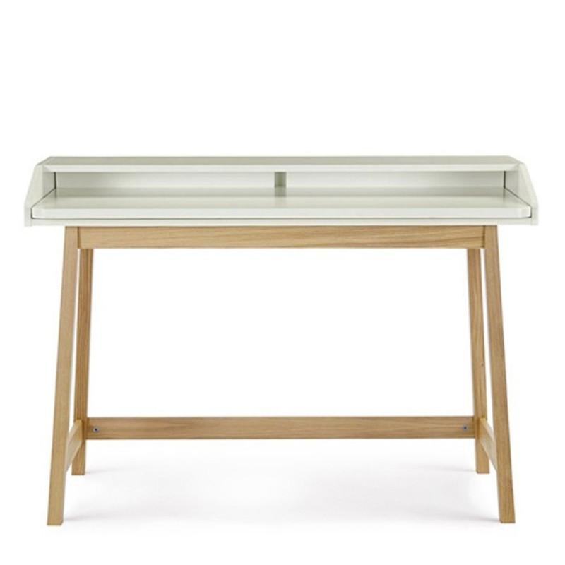 BUREAU DESIGN AVEC PLATEAU COULISSANT ST JAMES 116CM CHÊNE & BLANC_0